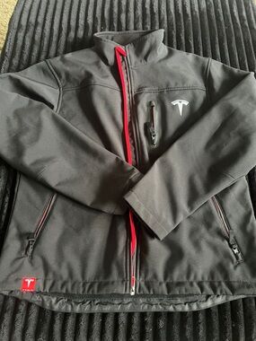 Tesla Black Softshell Jacket with Red Accents